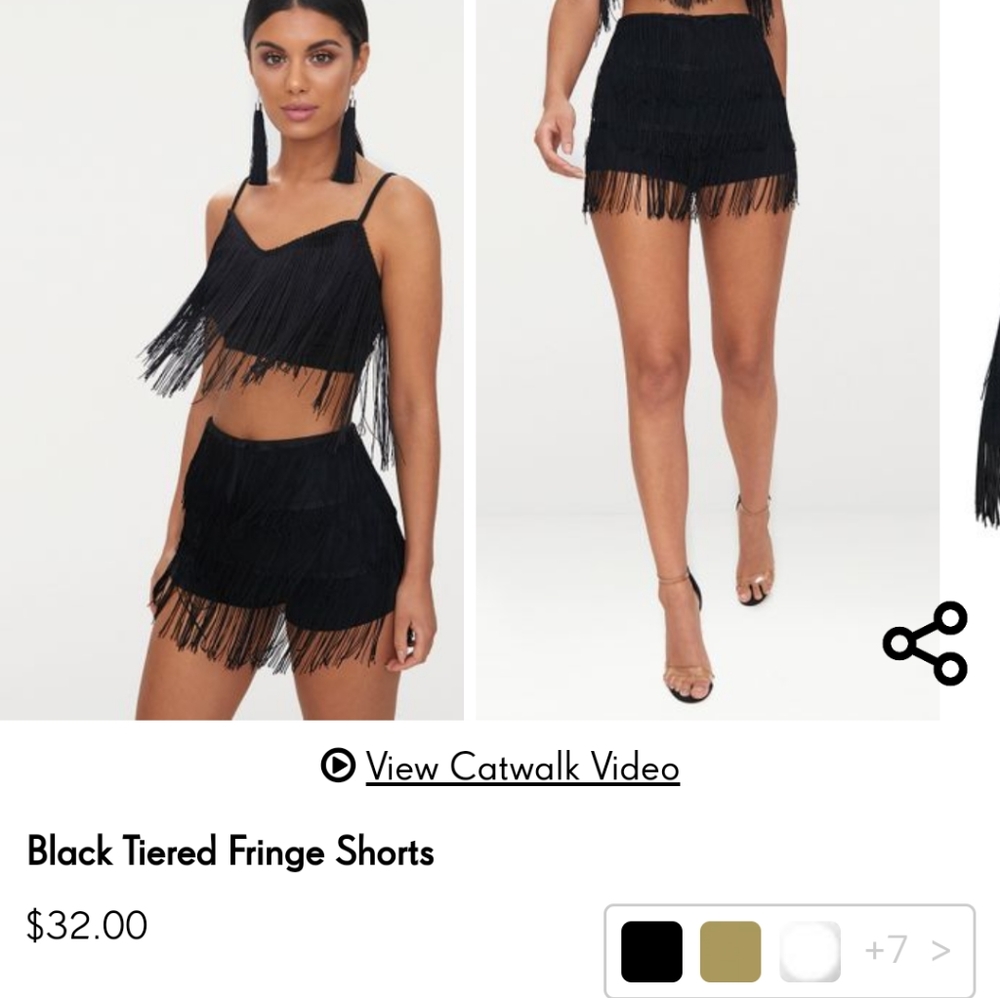 Pretty Little Thing Tiered Fringe Short - Black